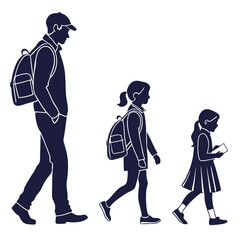 silhouette Man girl students classmates pictogram icon on white background