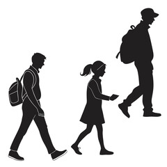 silhouette Man girl students classmates pictogram icon on white background
