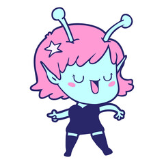 happy alien girl cartoon