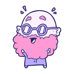 cute cartoon surprised old man