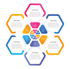 Design infographic 6 options, Business concept infographic template can be used for workflow layout, diagram, number options, timeline or milestones project.