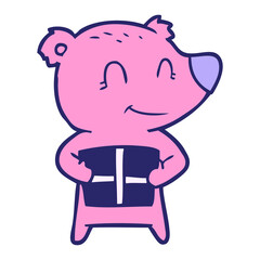 bear cartoon chraracter with present