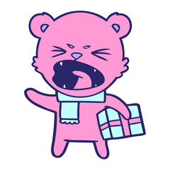 Obraz premium bear cartoon chraracter with present