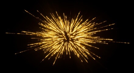 Obraz premium Golden burst of light against a black background, resembling a firework or star