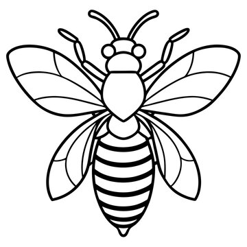 black and white bee outline clip art preview