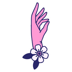 tattoo in traditional style of a hand and flower