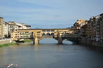Wall murals view of the city of florence, italy. ponte vecchio