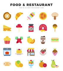 Set of Food and Restaurant Icons Flat icons collection.