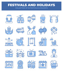 Collection of 25 Festivals and Holidays. Festive Events and Celebrations