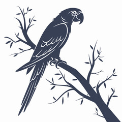 Obraz premium Silhouette parrot on white background