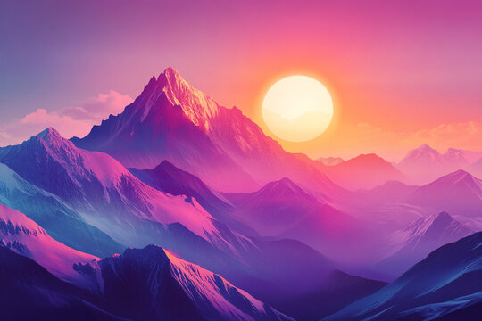 Inspiration quote background with sunset peak outline