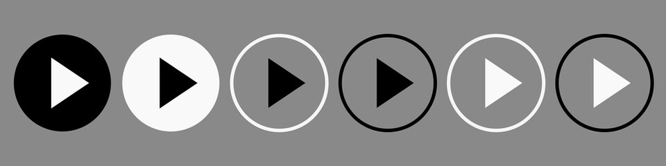 Set of vercore play button icons for online media player.