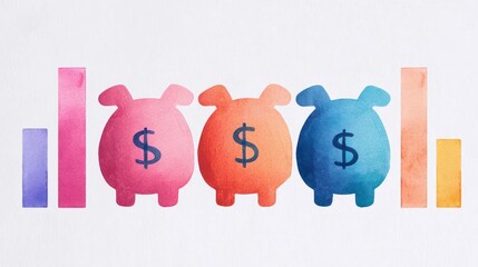 financial planning budget strategy portfolio review. Wealth strategy development, combining budget discipline with smart portfolio choices, watercolor style