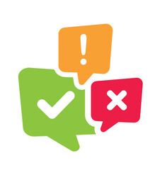 Icon set of check mark, cross, exclamation mark, information icon. FAQ sign.