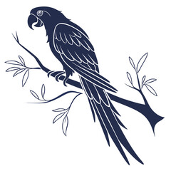 Silhouette parrot on white background