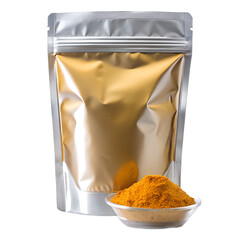 Plain Curry Pouch for Packaging Isolated on Transparent Background