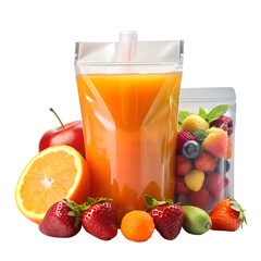 Fruit Juice Pouch Isolated on Transparent Background