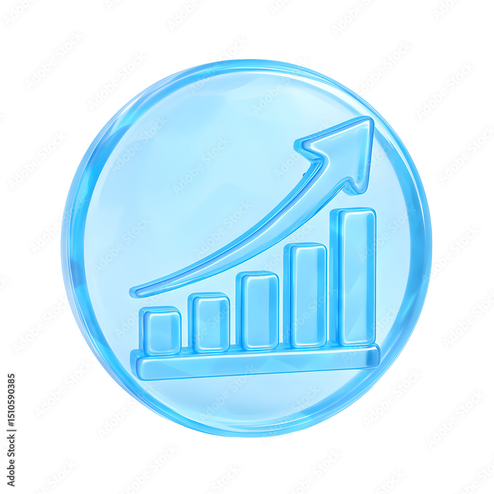Fototapete transparent 3d graph icon with an upward trending arrow symbolizing the analysis and visualization o