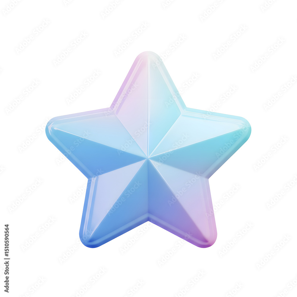 Poster colorful luminous and faceted star shaped geometric design in a gradient of pastel hues creating a m