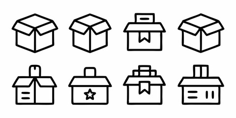 Single box icon design in flat style with outline delivery theme for digital use