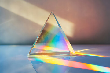 Light interaction with a triangular glass prism
