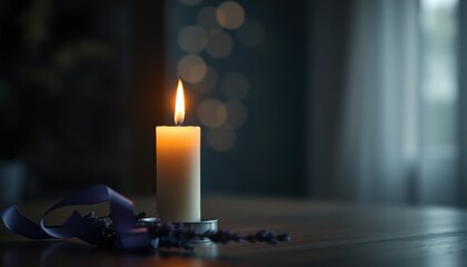 Serene Candlelight Still Life: A Moment of Tranquility and Remembrance
