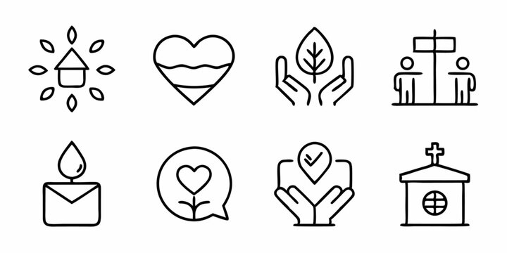 Care icon design thin line style charity symbol representing generosity and sympathy