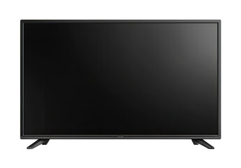 Flat-screen TV, black, blank display isolated on transparent background