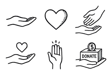 Obraz premium Hand-Drawn Charity Icons
