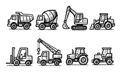 Naklejka premium Construction Vehicle Icons