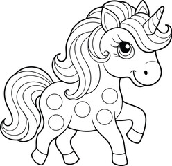 Cute Coloring Page of a Unicorn with Polka Dots