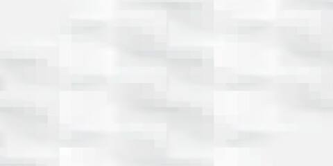 Obraz premium 3D Futuristic white paper corners mosaic white background with copy space. Realistic geometric mesh rectangle texture. Abstract white vector wallpaper with hexagon grid.