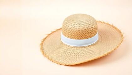 Woven sunhat straw brim and ribbon