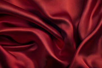 Obraz premium Flowing crimson red silk fabric background with elegant soft drapes and luxurious texture for design