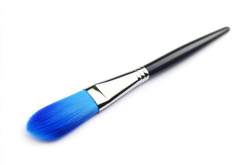 Fototapeta premium Paint brush with blue handle on white background. With clipping path. Full depth of field in focus, high resolution