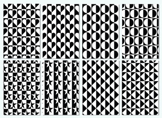 Black and white shape geometric pattern seamless collection