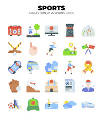 Collection of 25 Sport Icons. A Vibrant Set of Fitness. Game. and Recreation Graphics