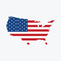United states map filled with national flag vector icons, flag design isolated on white background.