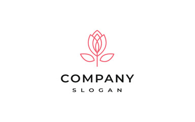 Fototapeta premium rose logo design vector illustration, simple line rose flower logo template