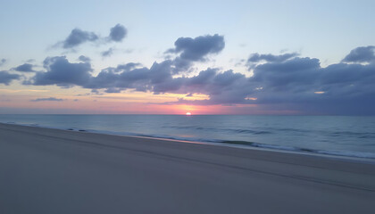 Calm sea horizon at sunset