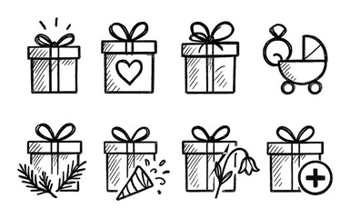 Hand-Drawn Gift Icons
