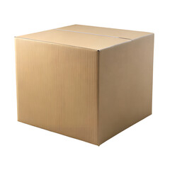 Blank Cardboard Box Front View Isolated on Transparent Background