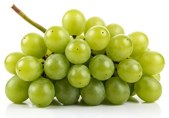 Bunch of fresh green grapes isolated on white background
