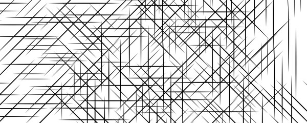 Black cross hatch seamless texture. Straight line repeated pattern surface. Rough sackcloth fabric background. Crosshatch linen canvas burlap overlay wallpaper. Vector textile backdrop