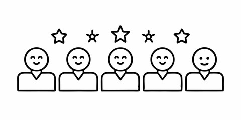 High quality customer review icon set in line style for quality rating and feedback systems