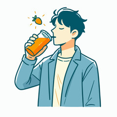 Fototapeta premium illustration of someone drinking juice 