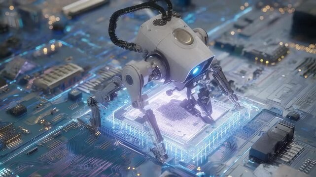 Advanced robotics technology utilizes magnetosputtering to deposit a corrective layer on a damaged oled display, showcasing the intricate process of micro repair in electronics manufacturing