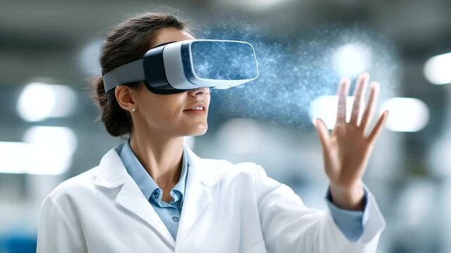 A South Asian AI researcher demonstrates innovative VR training tools for enhancing factory worker skills.