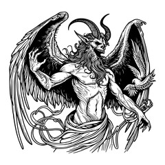 vector illustration of a devil, belial tattoo illustration