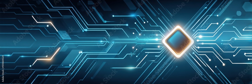 Poster abstract digital circuit design with futuristic glowing elements and high-tech patterns
